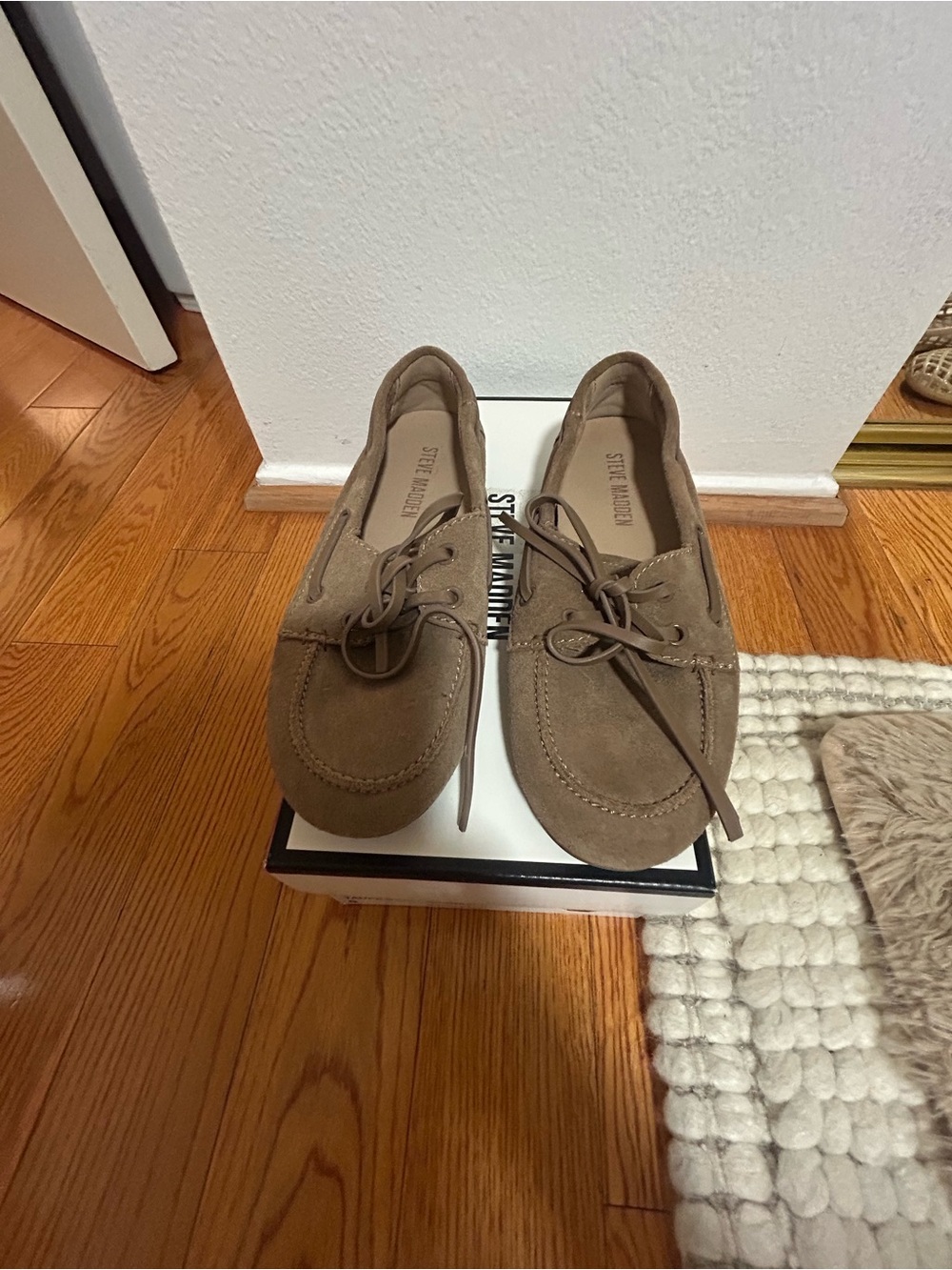 Steve Madden Suede Tie-Front Loafers in Taupe